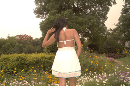 Blue Crochet Lace Trim Dress
