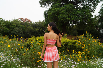 Gingham Bandeau Tie Top