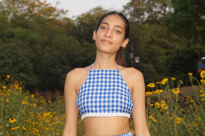 Gingham Halter Tie Top