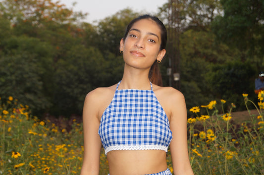 Gingham Halter Tie Top