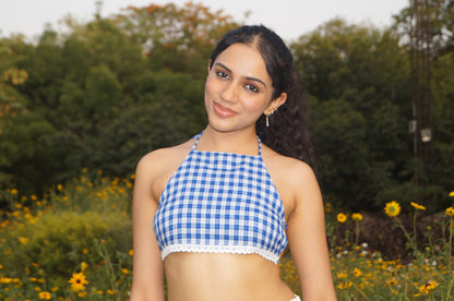 Gingham Halter Tie Top