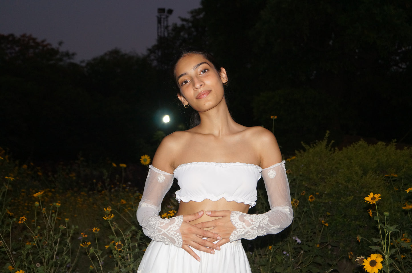 Petal Net Off-Shoulder Top