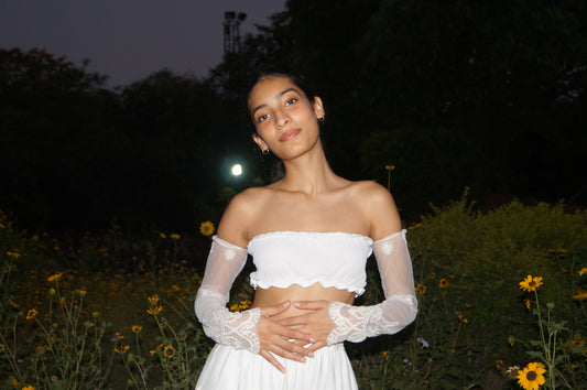 Petal Net Off-Shoulder Top