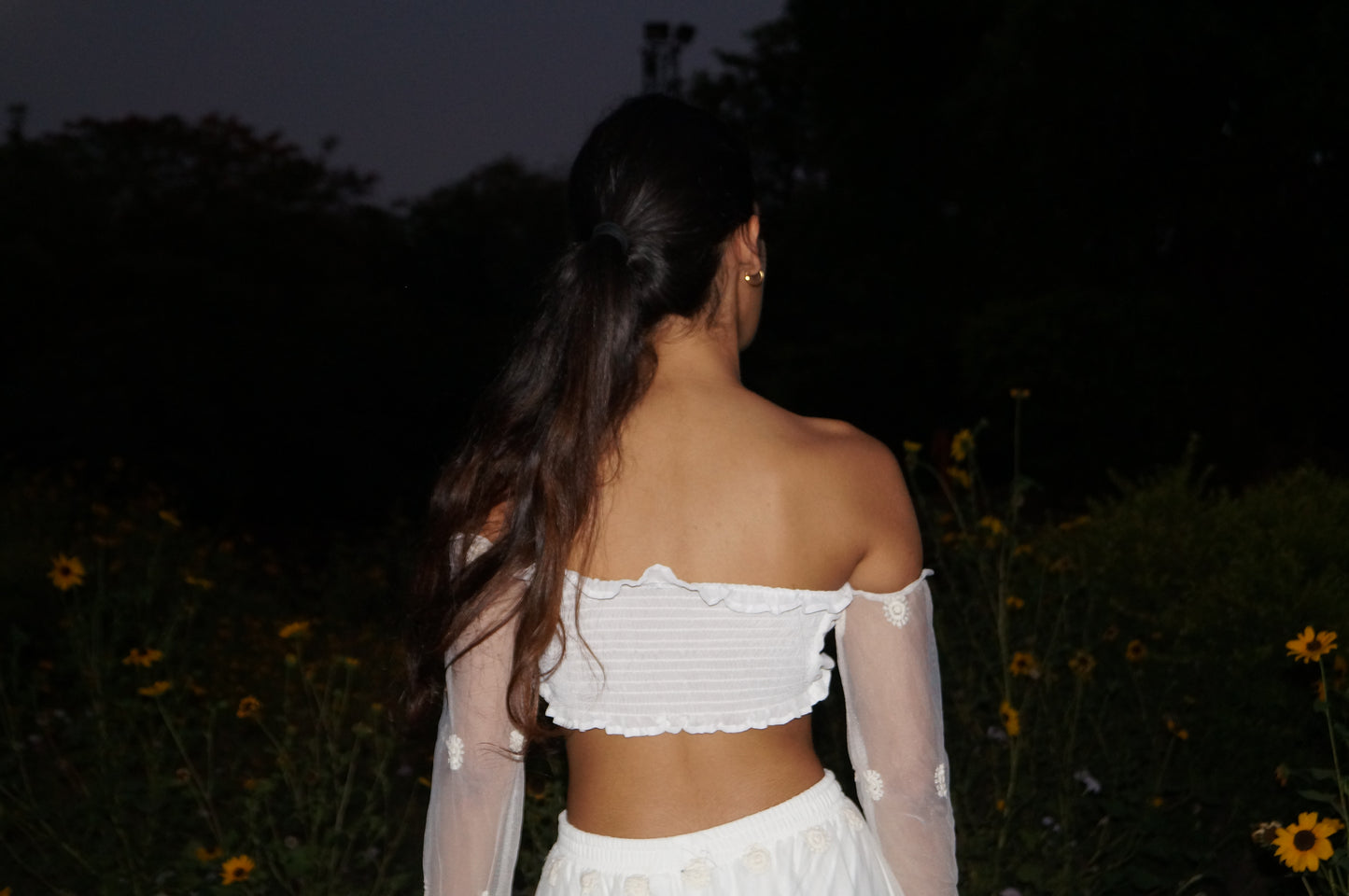 Petal Net Off-Shoulder Top