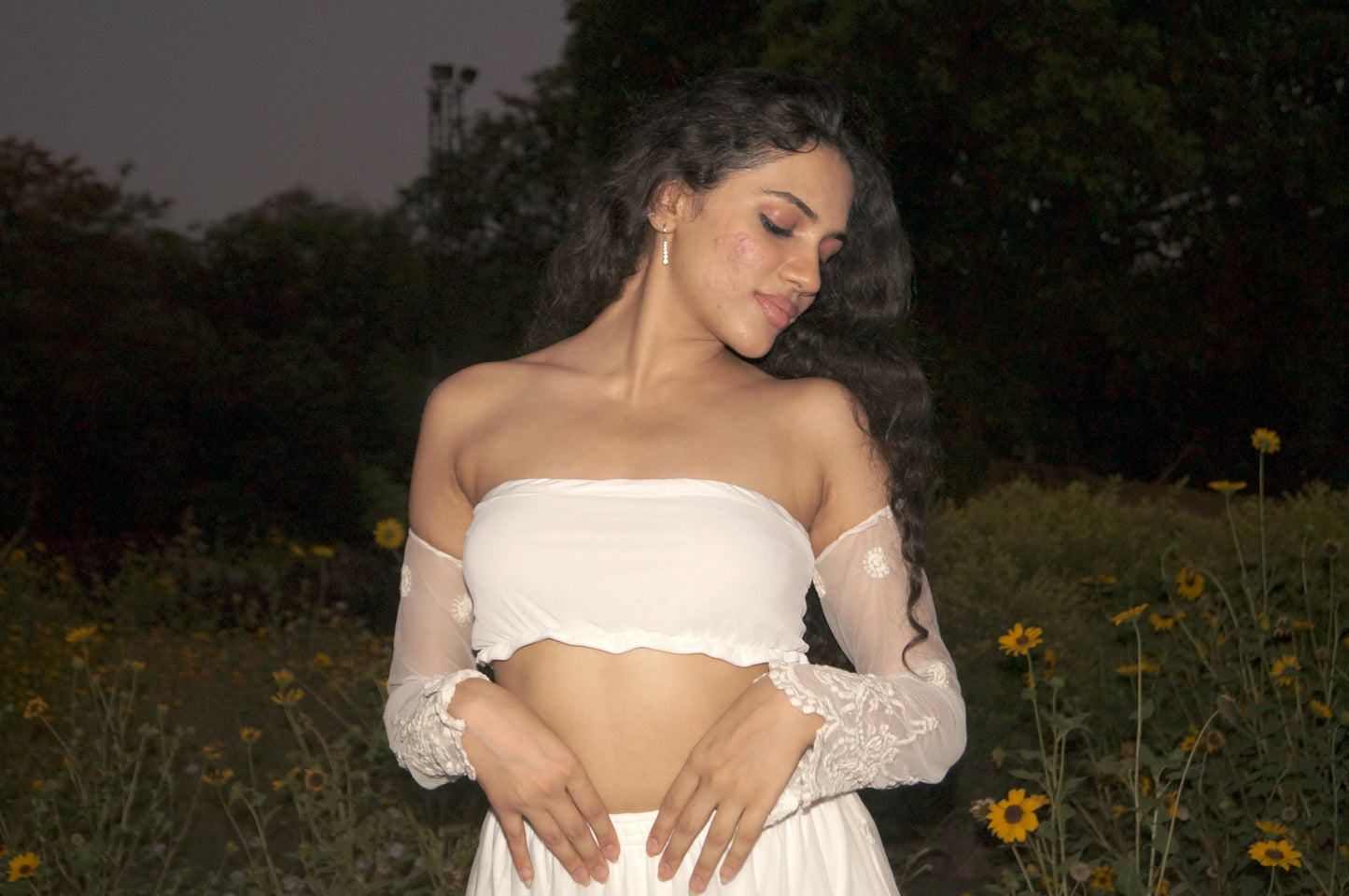Petal Net Off-Shoulder Top