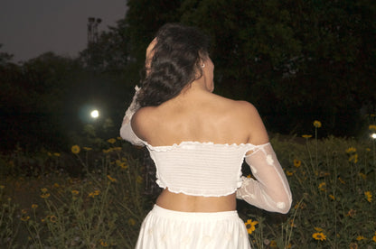 Petal Net Off-Shoulder Top